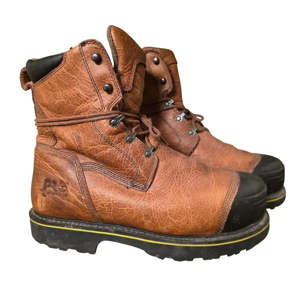 Timberland PRO Titan Safety Toe Brown Leather Work Boots 12W 99524 Smartwool Men